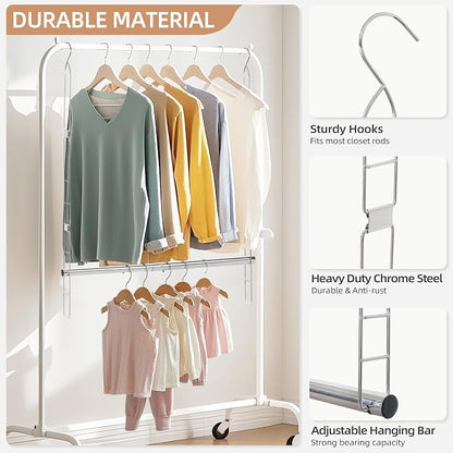 STORAGE MANIAC Hanging Closet Rod, Adjustable Width and Height Closet Hanging - Image 3
