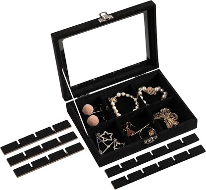 Frebeauty 24 Grid Earring Organizer, Small Velvet Jewelry Tray - Image 5