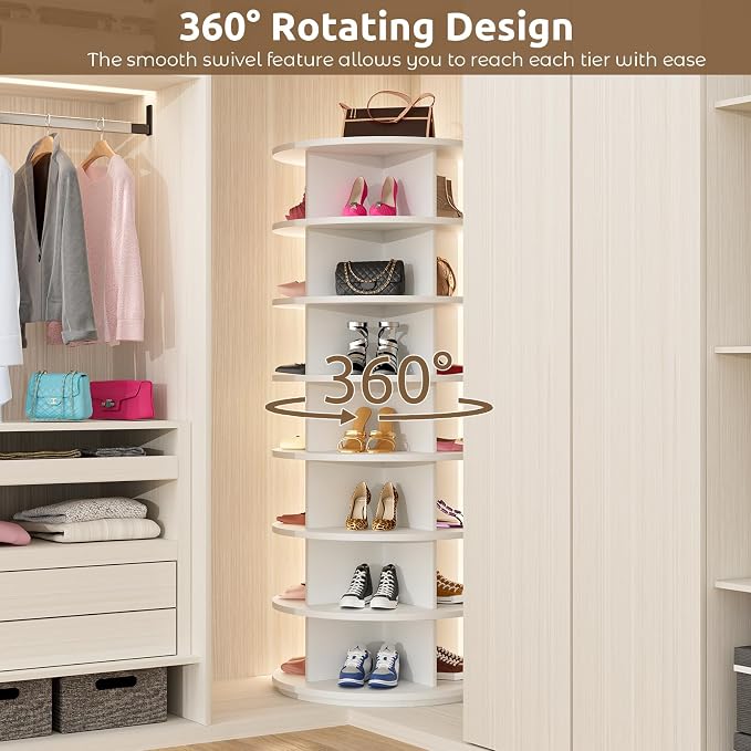 Rotating Shoe Rack 7 Tier Spinning Shoes Organizer Tower - Image 4