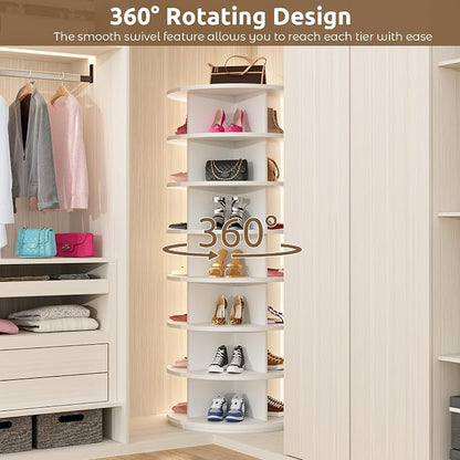Rotating Shoe Rack 7 Tier Spinning Shoes Organizer Tower - Image 4