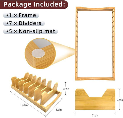 Bamboo Pot Lid Organizer for Cabinet & Kitchen Counter, Pan Lid Organizer - Image 3