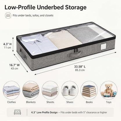 Fixwal Under Bed Storage Containers 4 Pack, Reinforced Underbed Organizer Below - Image 2