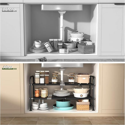 NETEL Under Sink Organizers and Storage, 2 Tier Shelf Under Bathroom Sink - Image 2