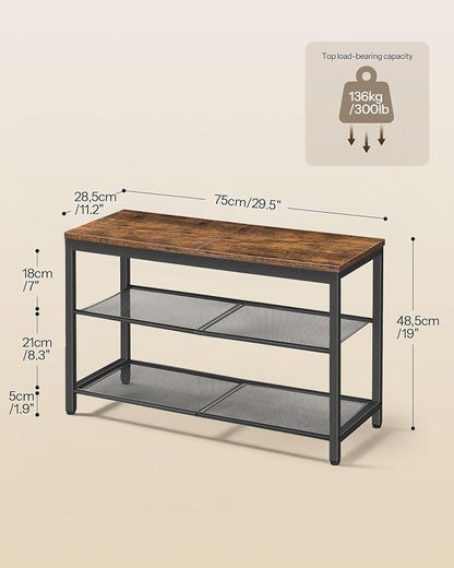 HOOBRO Shoe Bench, 3-Tier Shoe Rack, Industrial Shoe Organizer Storage Bench - Image 2