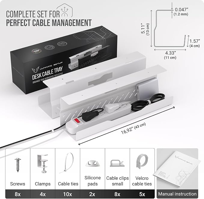 Under Desk Cable Management Tray no Drill – Wire Management - Image 6