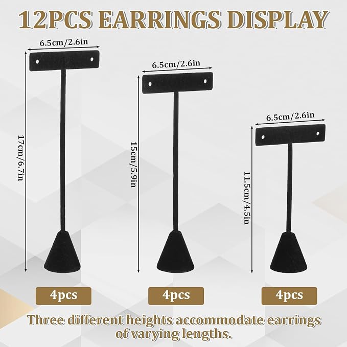 12 Pcs 3 Sizes Earring T Stand Display - Image 2