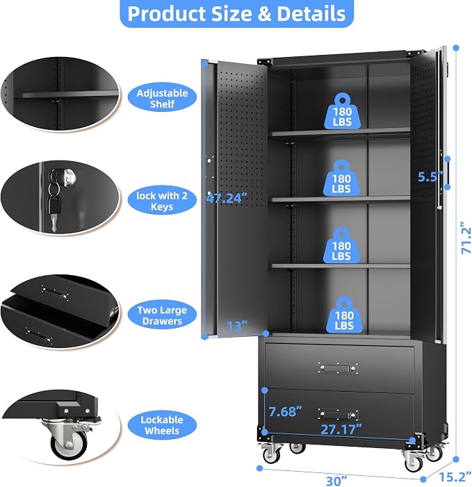 Upgraded Metal Garage Storage Cabinet - Image 3