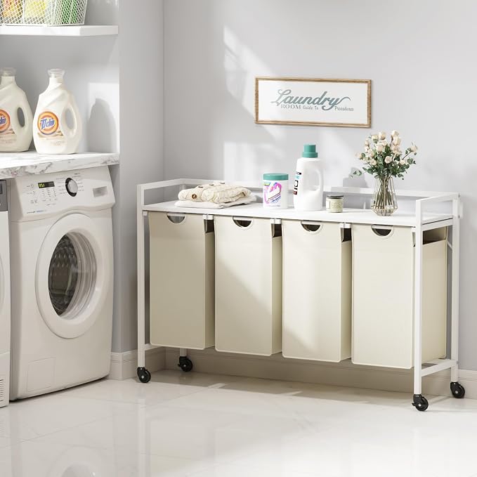 Lifewit Laundry Hamper 4 Section, 168L Pull out Laundry Clothes Basket Organizer - Image 6