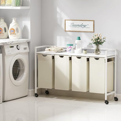 Lifewit Laundry Hamper 4 Section, 168L Pull out Laundry Clothes Basket Organizer - Image 6