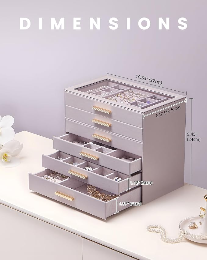 Lolalet Jewelry Box Organizer, 6-Layer Jewelry Organizers and Storage Case - Image 4