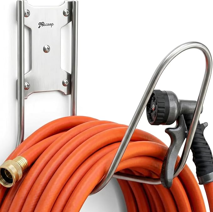 JBscoop Large Stainless Steel Hose Holder, Heavy Duty Hose Hanger by JBscoop