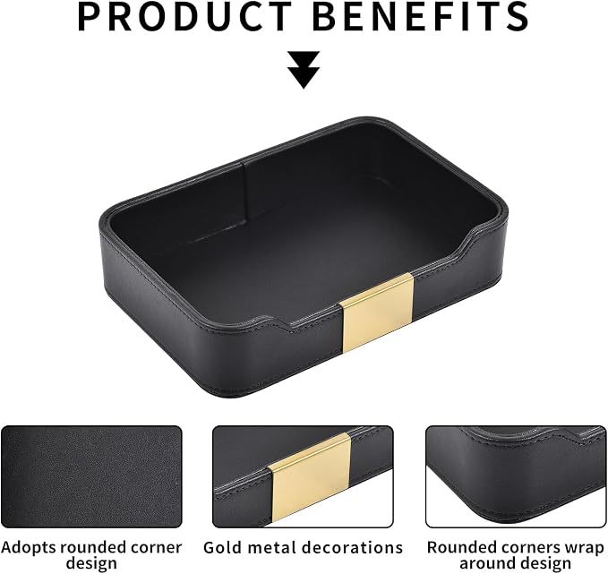 Luxury Leather Valet Tray Desktop Storage Organizer, Bedside Vanity Catchall - Image 5