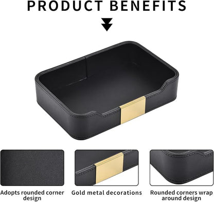Luxury Leather Valet Tray Desktop Storage Organizer, Bedside Vanity Catchall - Image 5