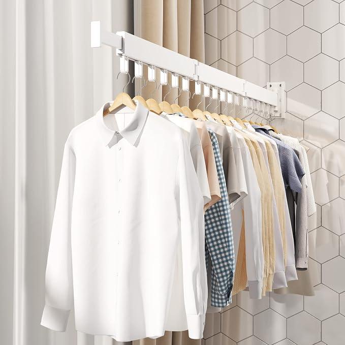 HEILAIYI Clothes Drying Rack, Laundry Drying Rack, Wall Mounted Clothes Rack - Image 6