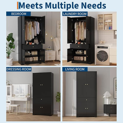 71" Armoire Wardrobe Closet, Bedroom Armoire Clothing Storage Cabinet | 1 - Image 6