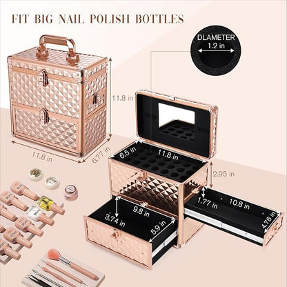 Makeup Train Case Professional Makeup Organizer Case - Image 6