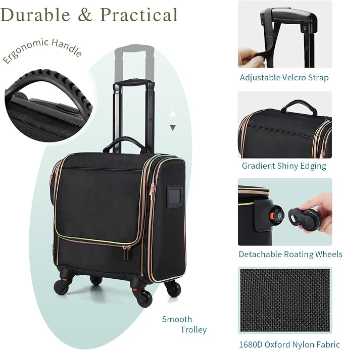 Stagiant Rolling Makeup Train Case, Professional Makeup Case, Travel Cosmetic - Image 7