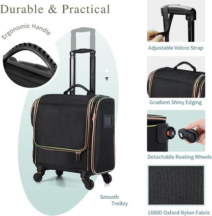 Stagiant Rolling Makeup Train Case, Professional Makeup Case, Travel Cosmetic - Image 7