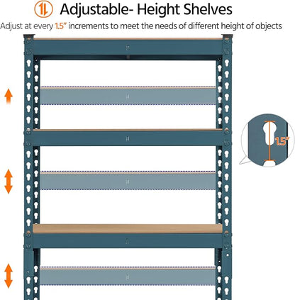 Topeakmart 5-Tier Utility Shelves, Metal Storage Shelves, Adjustable Shelving - Image 7