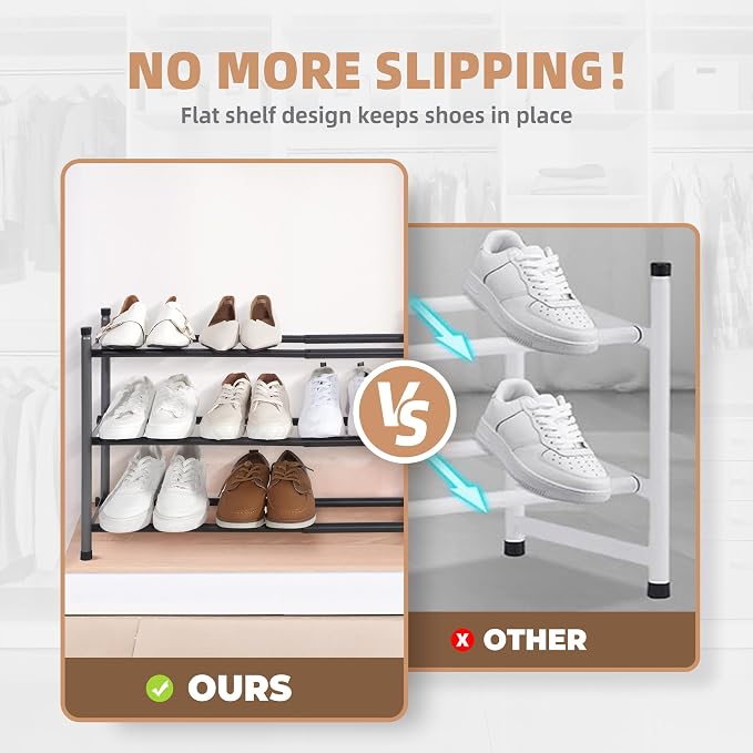 STORAGE MANIAC Expandable Shoe Rack, 12 Pairs Stackable Small Shoe Rack - Image 4