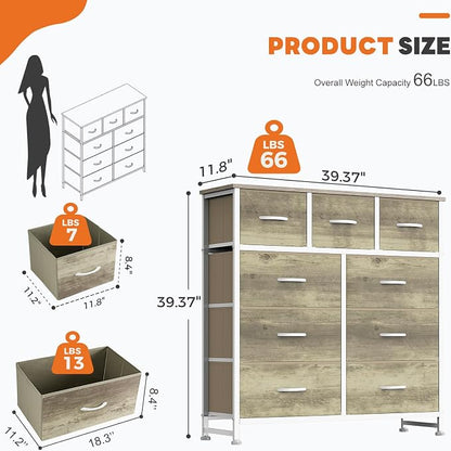 Sweetcrispy 9 Drawer Fabric Dresser Storage Tower - Image 3