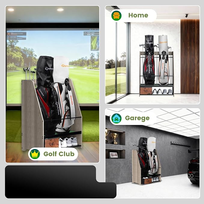 Golf Bag Organizer Rack – Large Wooden Golf Storage - Image 5