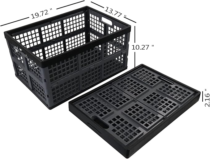 42 Liter Plastic Collapsible Storage Crate, Stacking Folding Crate, 4 Pack - Image 2