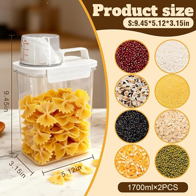 Upgraded Cereal Storage Container Set of 2 - 1600ML Airtight Food Storage - Image 2