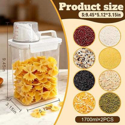 Upgraded Cereal Storage Container Set of 2 - 1600ML Airtight Food Storage - Image 2