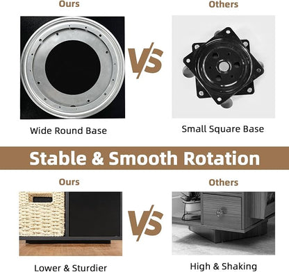 Square Rotating End Table with Storage, Cabinet and Multiple Storage, Swivel - Image 4