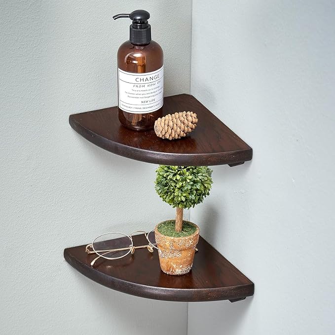 Corner Shelves, Floating Corner Shelf, Round End Wall Mount by Coamily