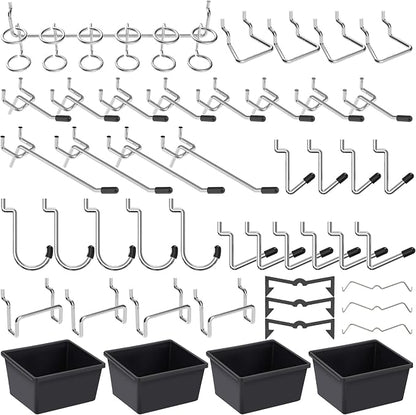 Pegboard Hooks with Bins, Peg Locks, by FRIMOONY