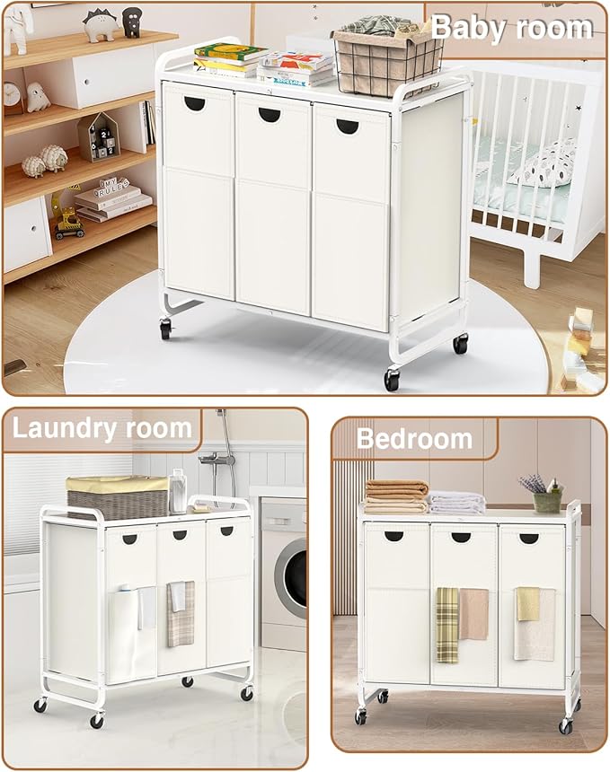 Laundry Sorter 3 Section, Laundry Basket - Image 7