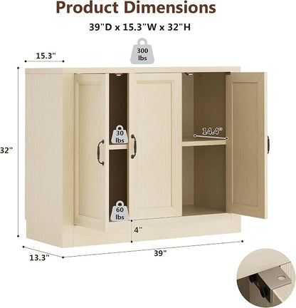 39" W Modern Buffet Cabinet, Modular Sideboard Cabinet - Image 2