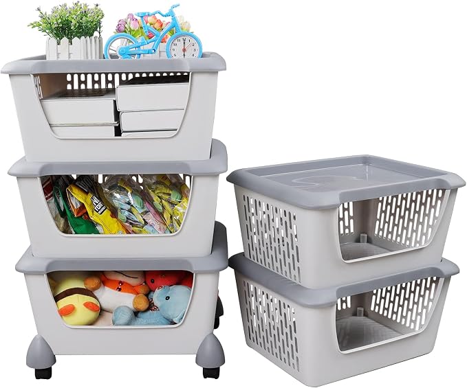 5-Tier Stacking Storage Basket Tower - Image 4