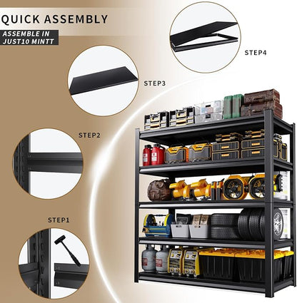 2 Pack Garage Shelving Heavy Duty Storage Shelves 3000LBS Adjustable Garage - Image 7