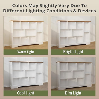 10 Cube Storage Bookcase, Modern 3-Tier Wooden Storage Organizer Open Bookshelf - Image 8