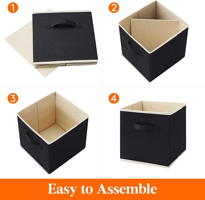 Lifewit Storage Cubes, 13 Inch Organizer Bins, 36L Black, 6 Packs | Foldable - Image 5