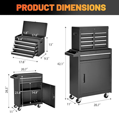 5-Drawer Rolling Tool Storage Chest Cabinet - Image 3