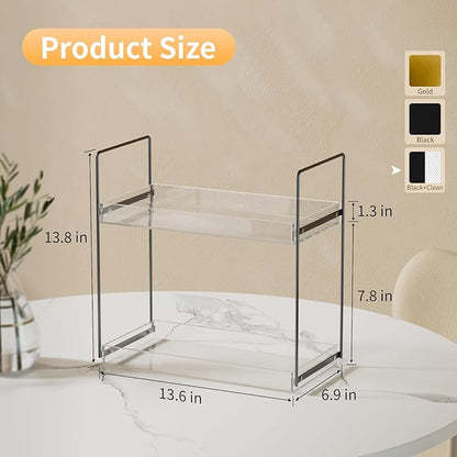 Bathroom Countertop Organizer, 2 Tier Acrylic Tray Vanity Counter Skincare - Image 2