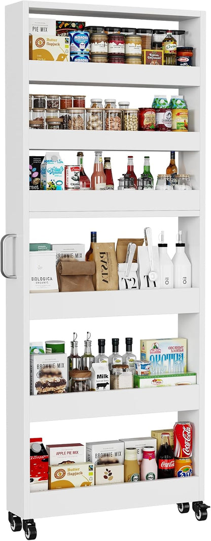 Slim Storage Cart, Lightweight 6 Tier Metal Rolling Utility Kitchen Cart on by Qiaoxuan