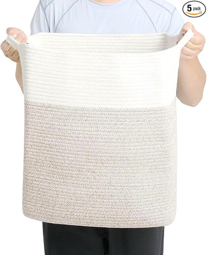 Tall Laundry Basket With Handles, Woven Cotton Rope Big Laundry Hamper Sorters by Laughbird