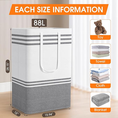 3 Pack Large Laundry Baskets, Laundry Hampers, Freestanding Waterproof - Image 2