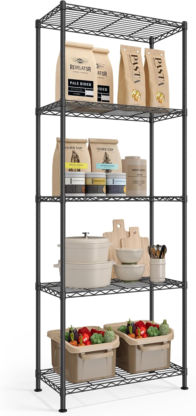 SONGMICS Storage Shelf, Metal Wire Shelving Unit, Adjustable Shelves, by Unknown