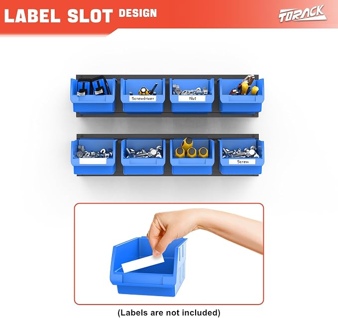 TORACK Wall-Mounted Storage Bins, 16 Plastic Bins - Image 4