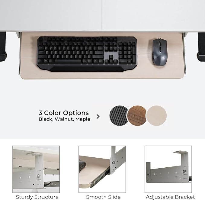 EUREKA ERGONOMIC Adjustable Keyboard Tray Under Desk, 28x11 Inch Large Slide - Image 8