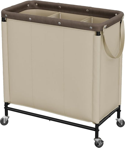 StorageWorks 2 Section Laundry Hamper, 120L Tan Sorter Cart by StorageWorks