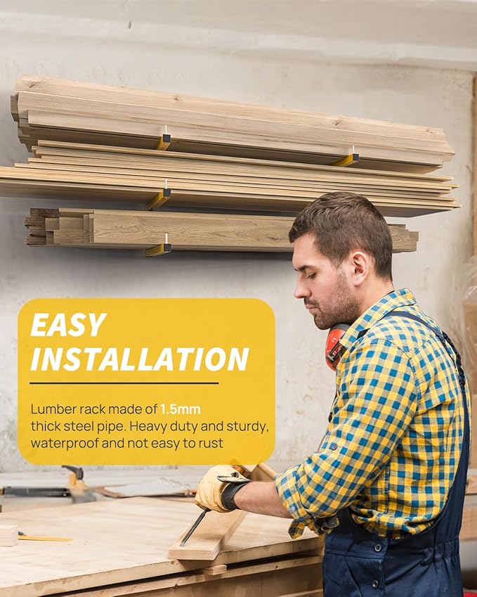 Lumber Rack Wall Mount Storage Racks Folding Wood Organizer Heavy Duty Shelf - Image 5