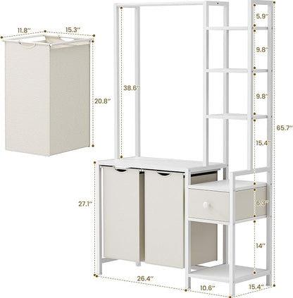Laundry Hamper with Shelf, 5 Tiers Tall Laundry Basket Sorter with 2 Pull-Out - Image 2