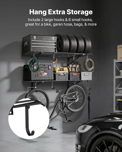VEVOR 2-Tier Heavy Duty Wall Garage Shelving, 2 x 4 ft Steel Wall Mounted - Image 7